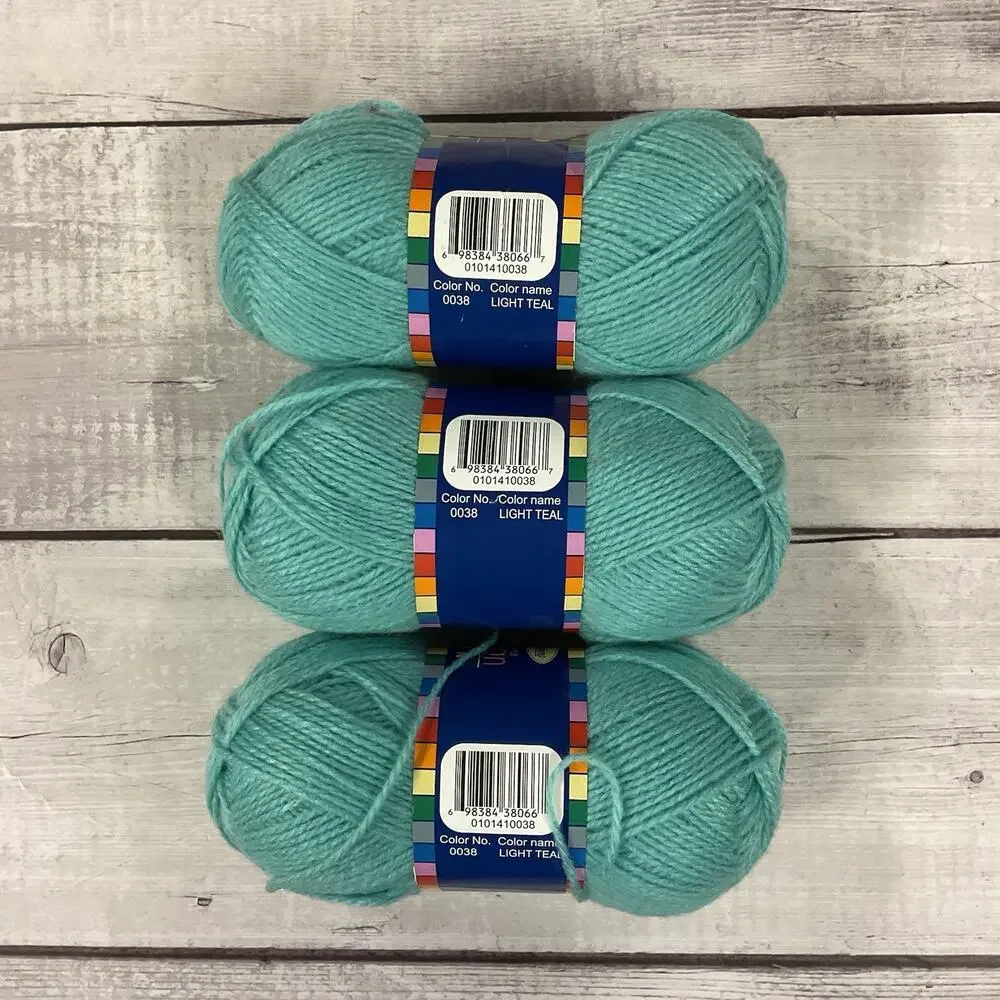 Herrschners 2 Ply Afghan Yarn 2 Ounces Fine #0038 Light Teal Lot Of 3 220 Yds3